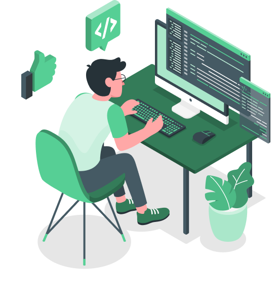 man working on computer art work